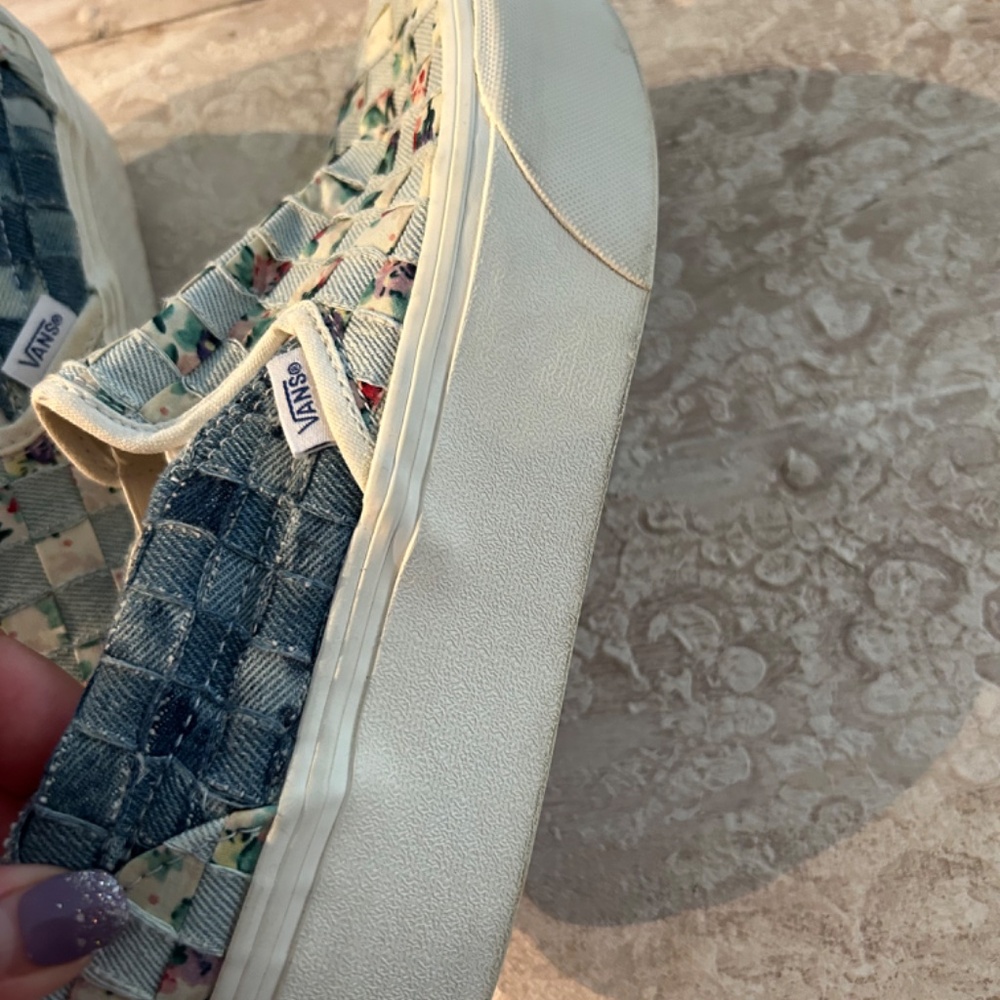 Vans Platform Floral And Denim Weaved Size 6.5 - image 6